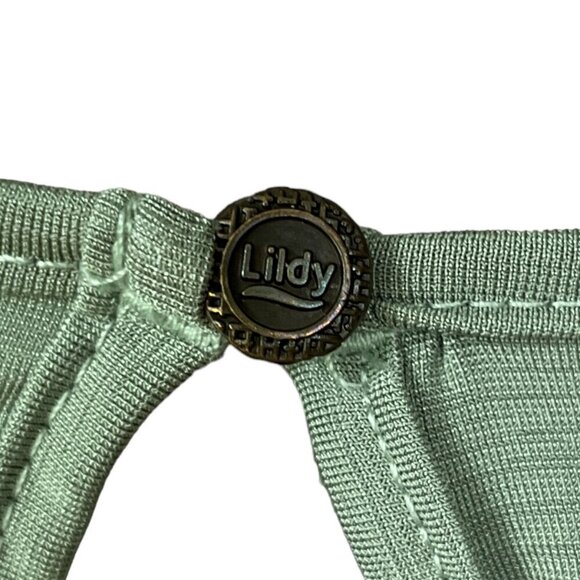 Lildy Womens Crochet Flare Sleeve Tunic Sz S/M Green Festival Bohemian Romantic - Picture 6 of 9